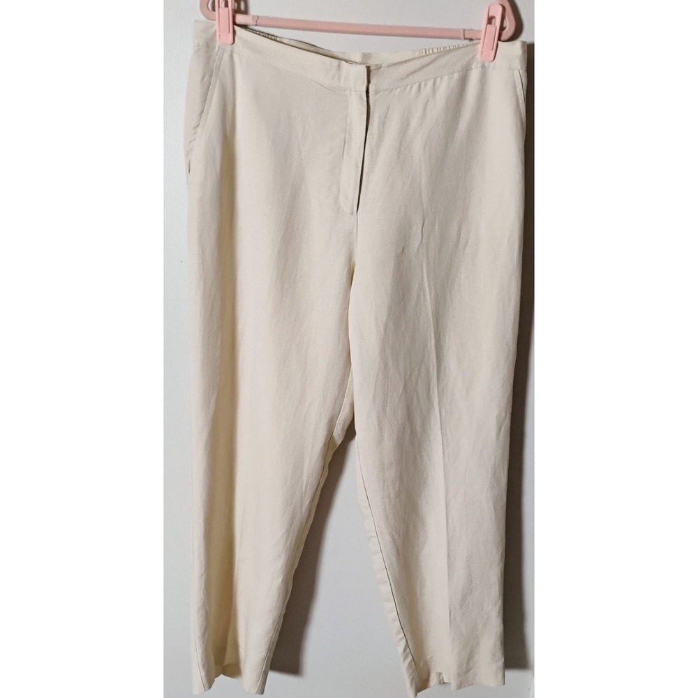 Ruby Rd Women’s Size 16‎ Linen Blend Wide Leg Pants Cream Off White